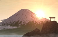 富士山からの日の出画像